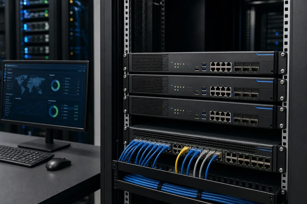 Enterprise firewall architecture protecting a complex multi-site business network